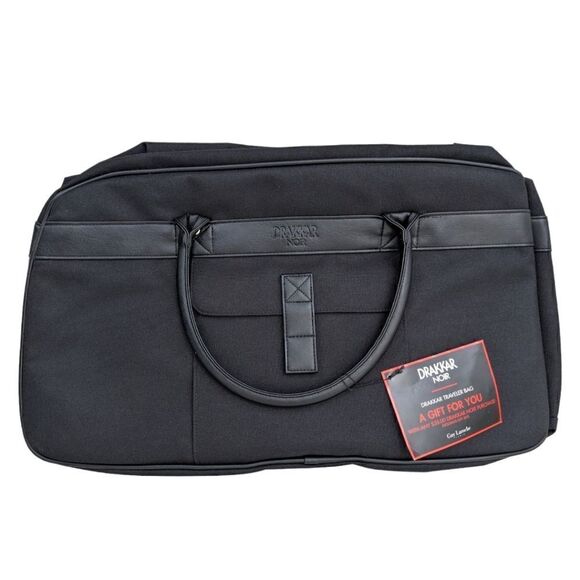 Drakkar Noir Buckled Black Traveler Duffle Bag Large NWT - Picture 2 of 12